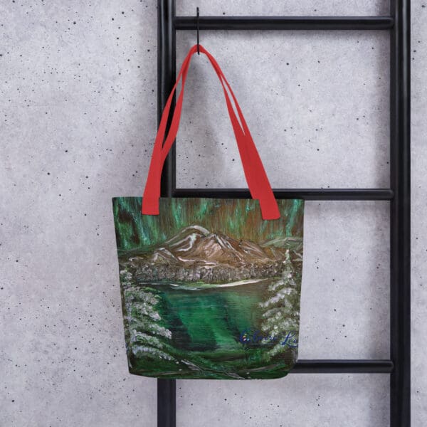 Green Northern Lights Tote Bag - Image 2
