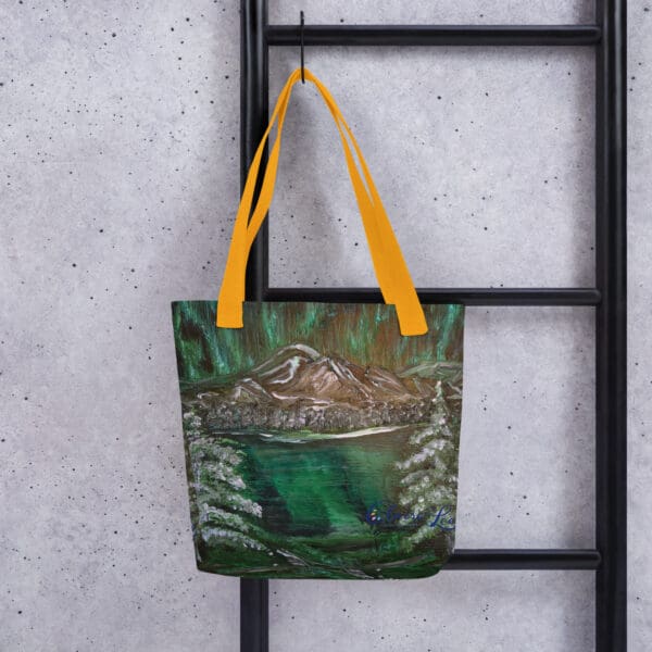 Green Northern Lights Tote Bag - Image 3