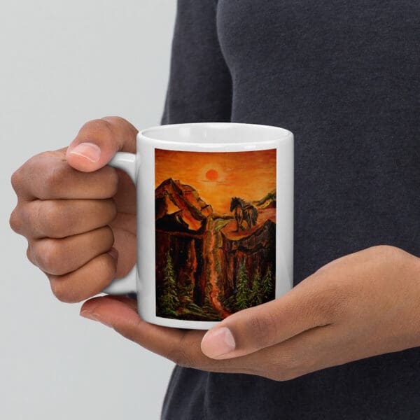 Gone with the Stallion (Original) White Glossy Mug - Image 3