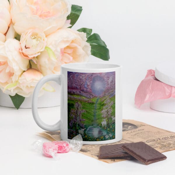 Wisteria and the Lamb White Glossy Mug - Image 2