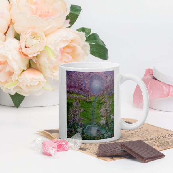 Wisteria and the Lamb White Glossy Mug - Image 3