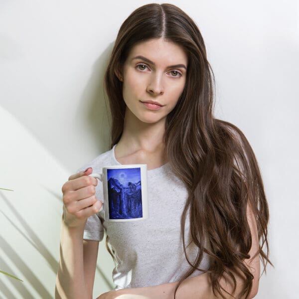 Gone with the Stallion (Blue) White Glossy Mug - Image 2