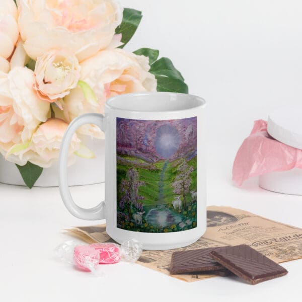 Wisteria and the Lamb White Glossy Mug - Image 5