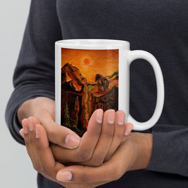 Gone with the Stallion (Original) White Glossy Mug - Image 4
