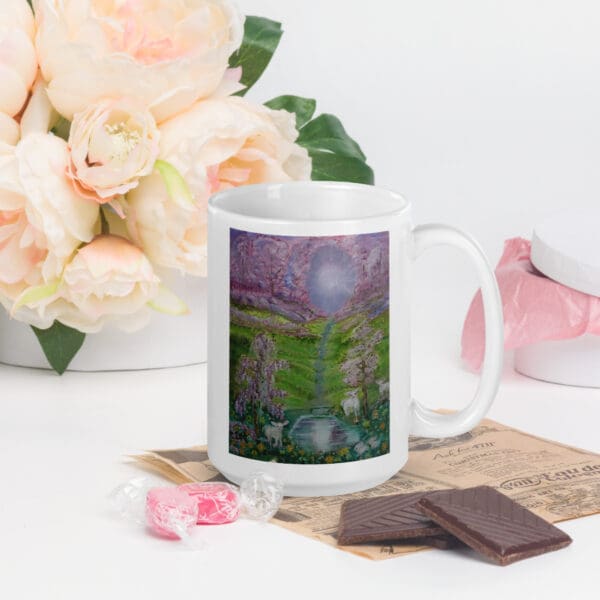 Wisteria and the Lamb White Glossy Mug - Image 6