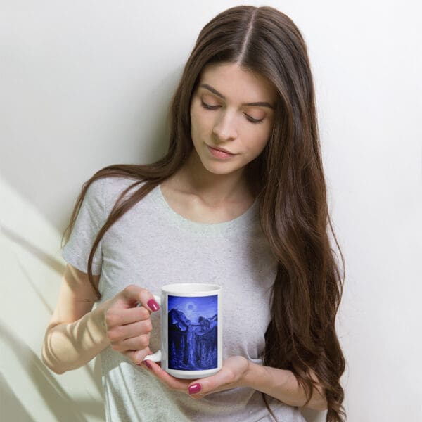 Gone with the Stallion (Blue) White Glossy Mug