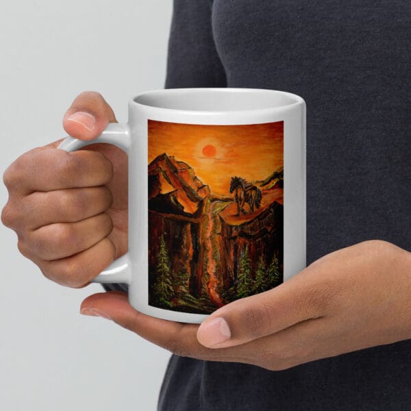 Gone with the Stallion (Original) White Glossy Mug - Image 6