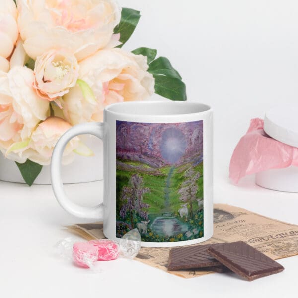 Wisteria and the Lamb White Glossy Mug - Image 8
