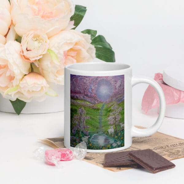 Wisteria and the Lamb White Glossy Mug