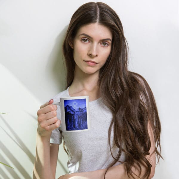 Gone with the Stallion (Blue) White Glossy Mug - Image 3