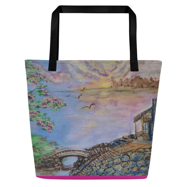 Blooming Plums All-Over Print Large Tote Bag - Image 2