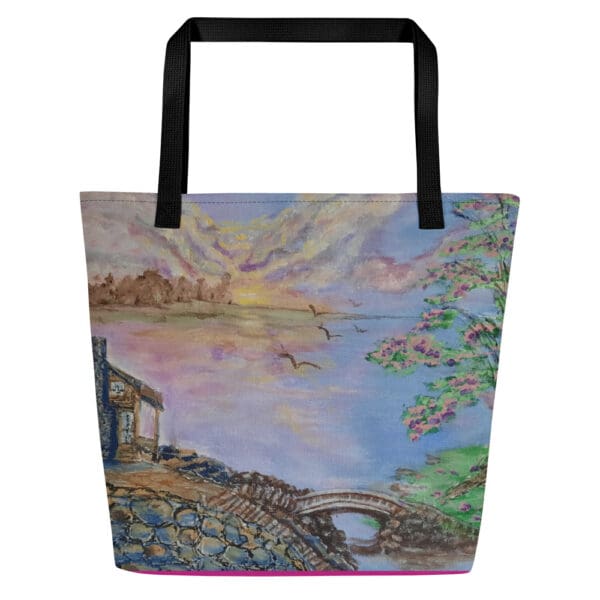 Blooming Plums All-Over Print Large Tote Bag
