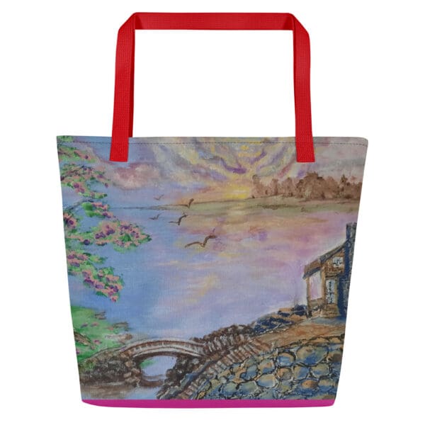 Blooming Plums All-Over Print Large Tote Bag - Image 5