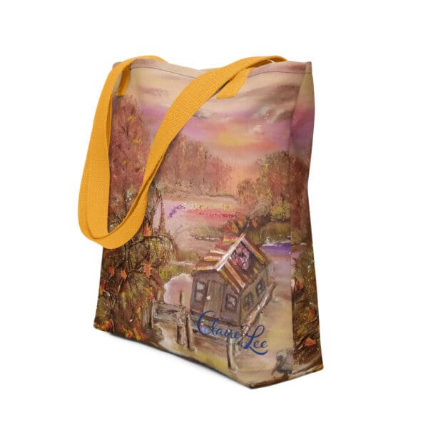 Fishing Cabin on the River Tote Bag - Image 3