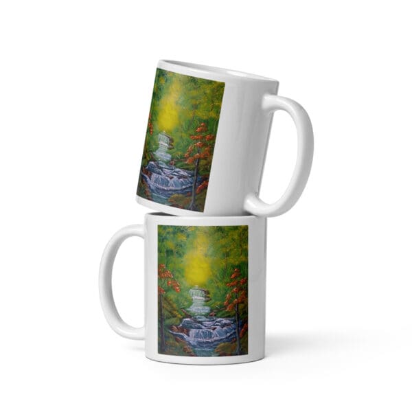 An Evening Waterfall White Glossy Mug - Image 2