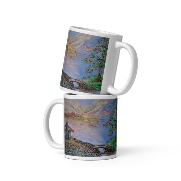 Blooming Plums White Glossy Mug - Image 2