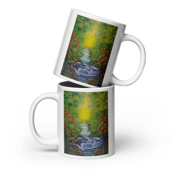 An Evening Waterfall White Glossy Mug