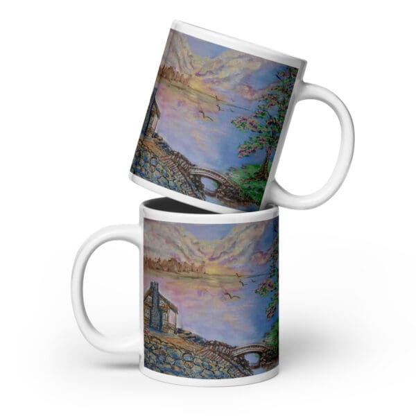Blooming Plums White Glossy Mug